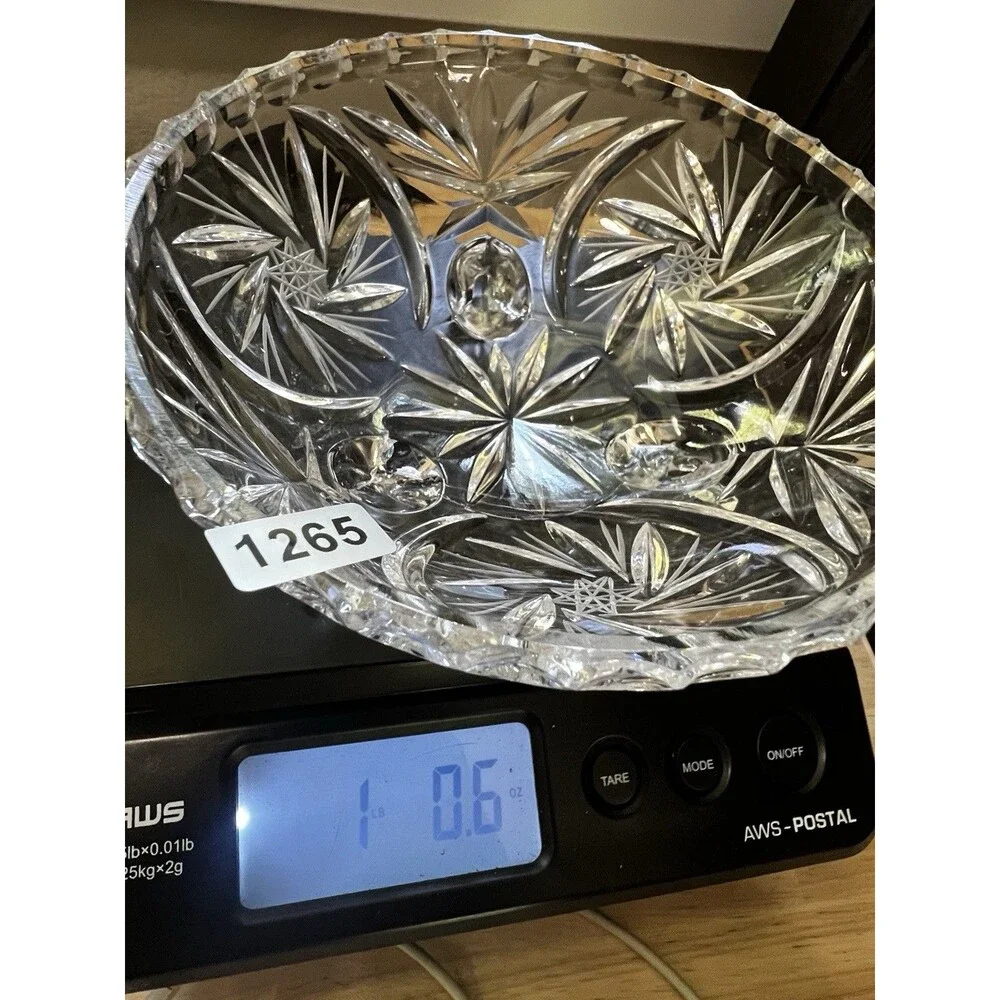Vintage 3 Footed Bowl Caddy with Etched Flowers 6” clear glass art